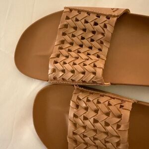 OluKai Brown Woven Slide Sandals